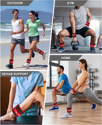 Adjustable Ankle Weights 1-3/4/5/6/8/10/12/15/20 LBS Pair with Removable Weight for Jogging, Gymnastics, Aerobics, Physical Therapy