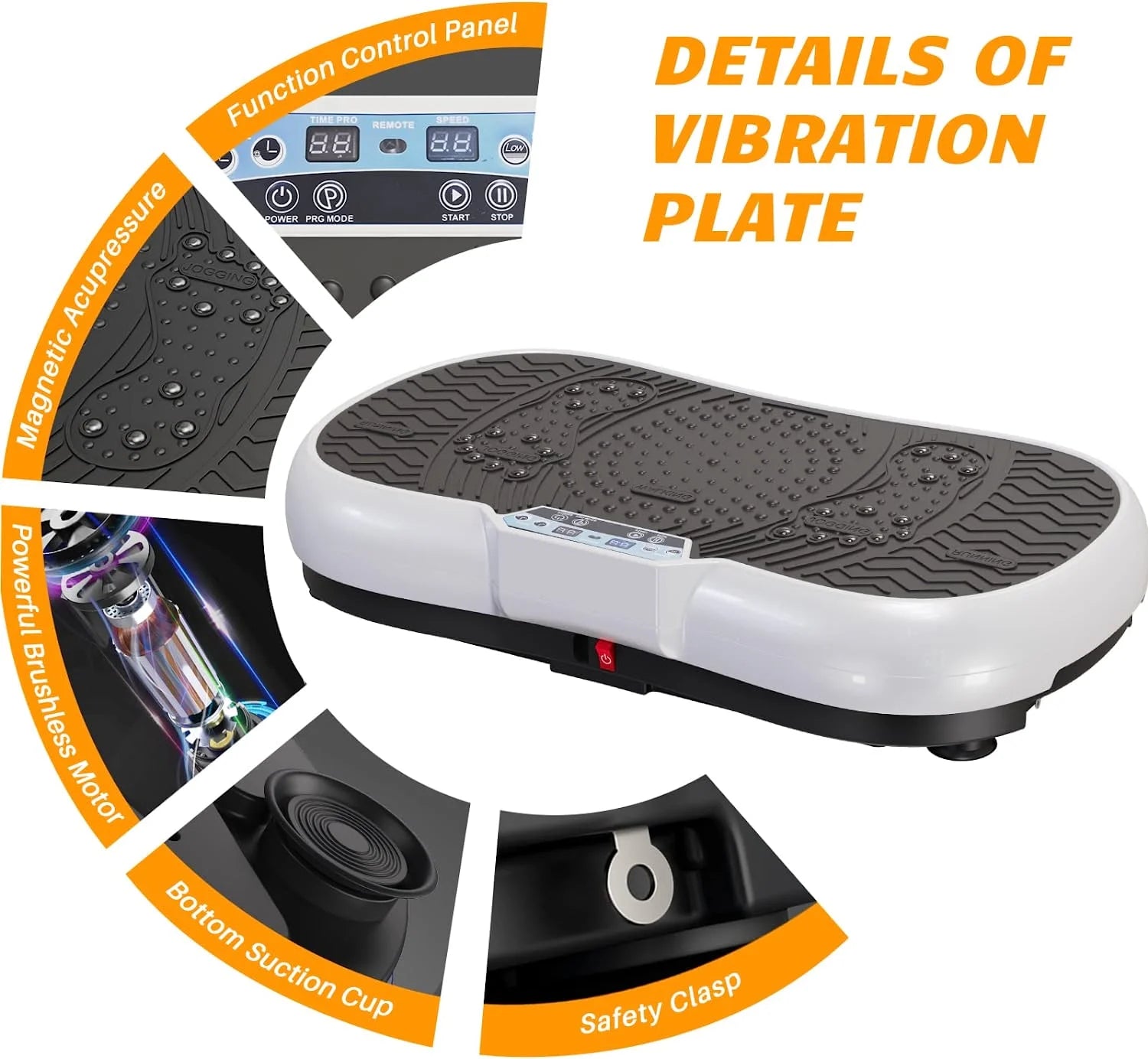 Vibration Plate Exercise Machine Whole Body Workout Vibration Fitness Platform W/ Loop Bands Jump Rope Bluetooth Speaker Home Training Equipment for Weight Loss & Toning, Black